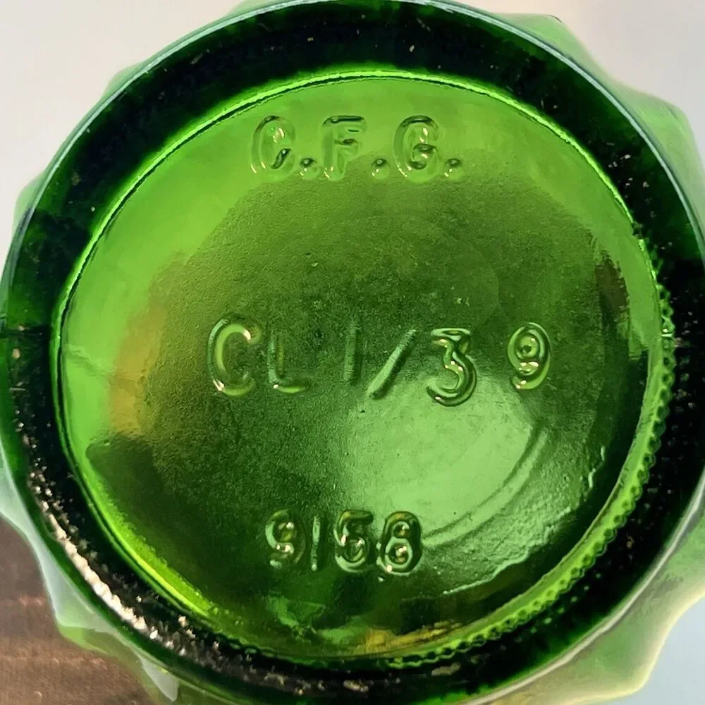 Vintage-Retro Emerald Green Bud Vase-Ribbed Base/Scalloped Rim –Numbered 9”